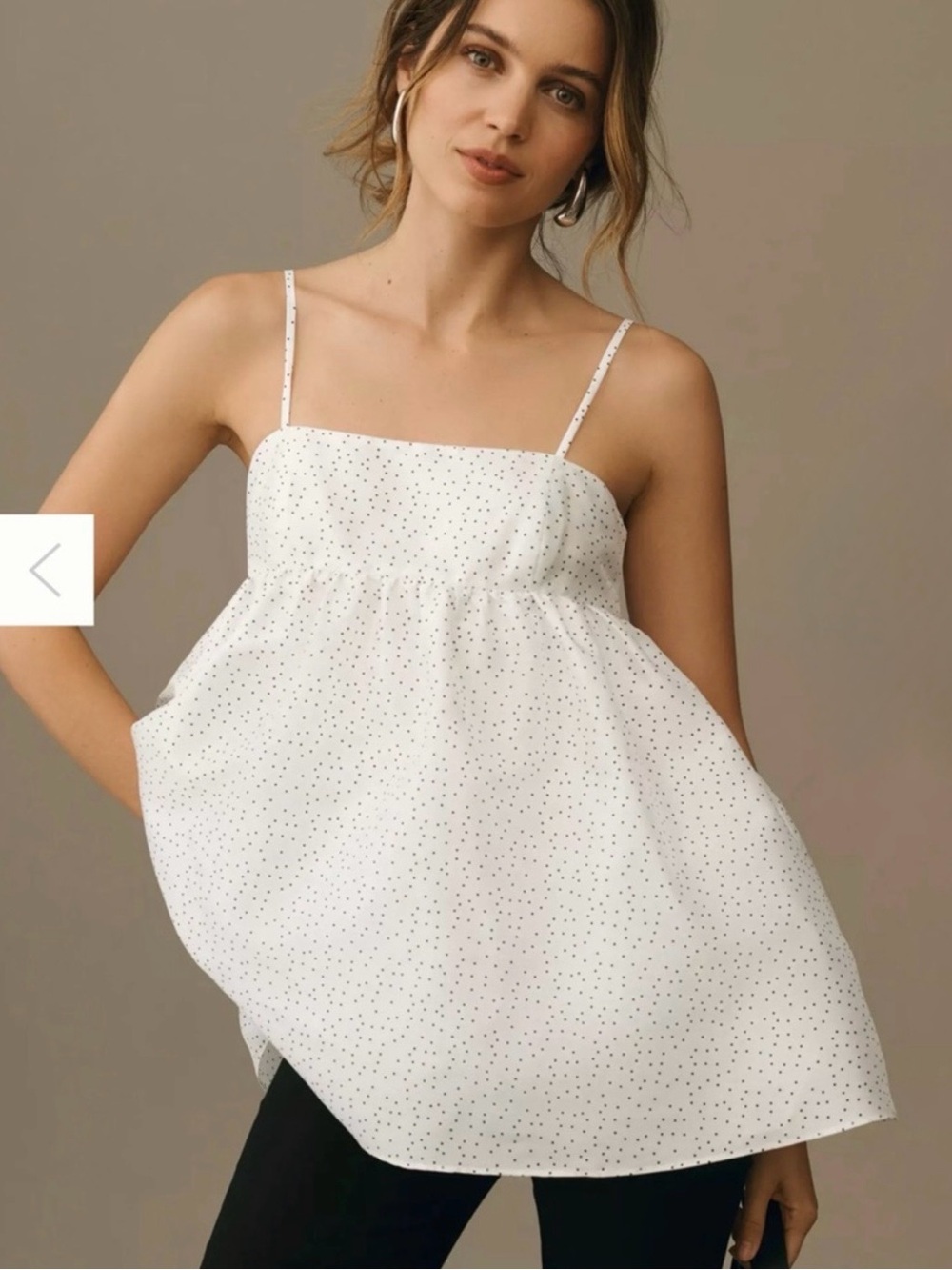 Anthropologie Hutch Volume Babydoll Top. White/Black Polkadot. Size Medium